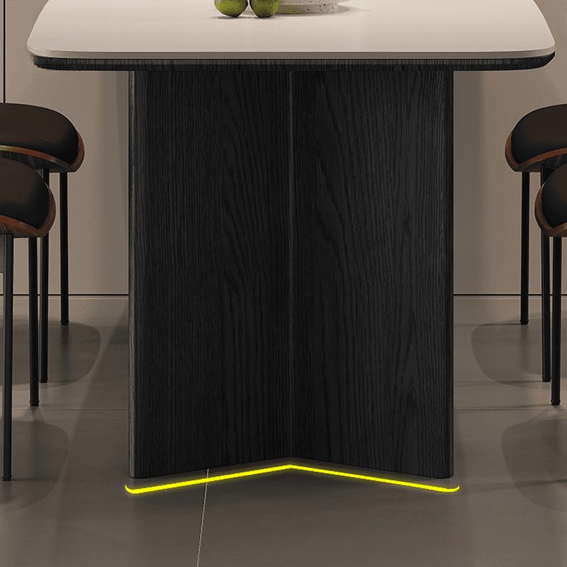 Minimalist Dining Table Set with Two-sided Pedestal, Fixed Table, Padded Chair with Back, and White Table Top - image 6