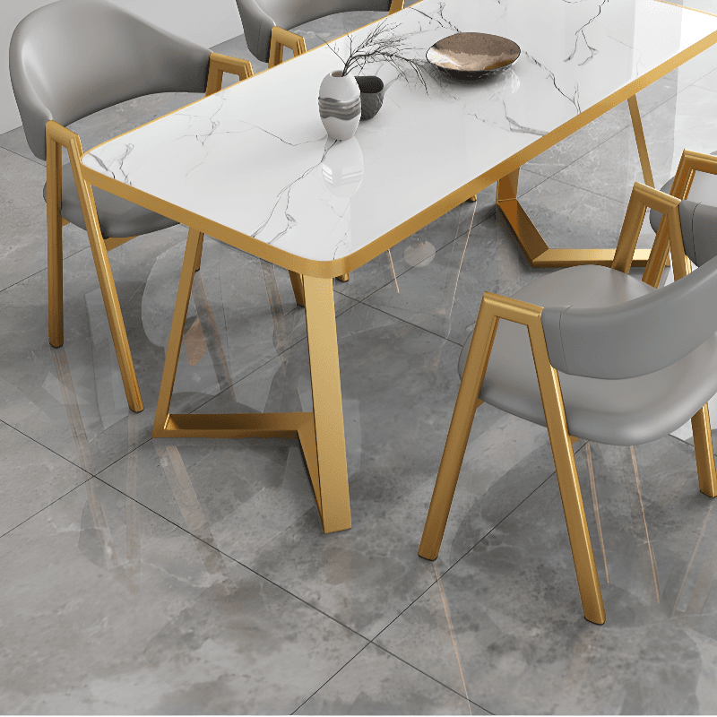 Luxurious Dining Table Set with Sleighing Base, Padded Chair with Back and Armrest, 5-piece White Finish - image 12