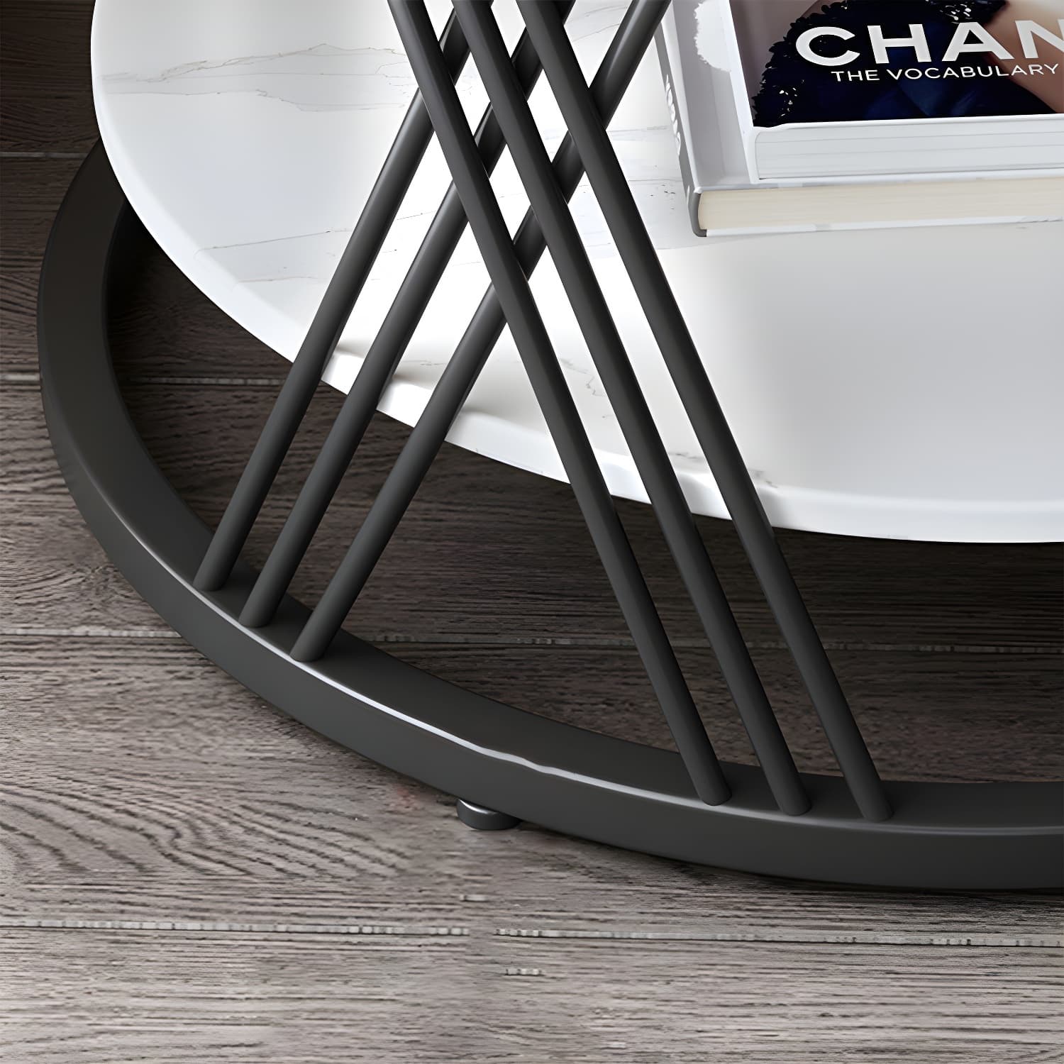 Glam Stone Top Night Table Open Storage 1-Drawer Metal Legs Included Nightstand - image 8