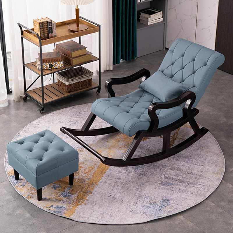 Traditional Wooden Rocking Chair with Tufted Upholstery and Track Arms - image 13