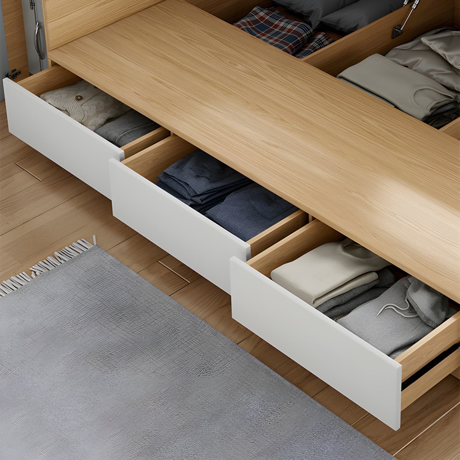 Modern Wood Platform Bed Frame Natural No Distressing Bookcase - image 7