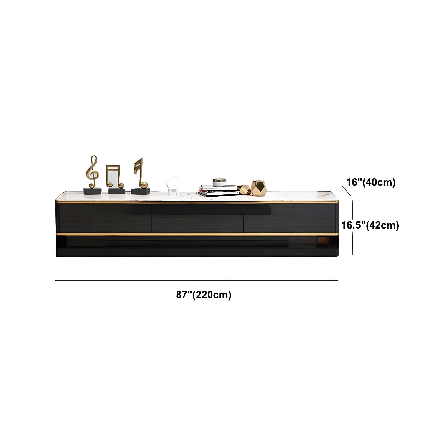 Luxurious 3-Drawer TV Stand Console 16.54-Inch H Glass TV Console - image 14