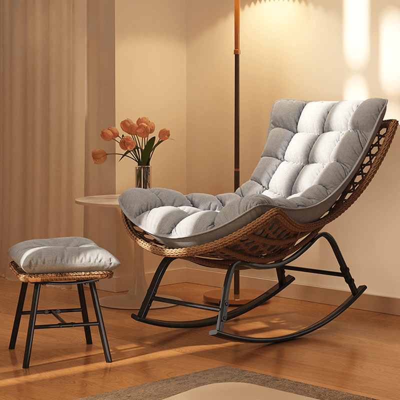 2 Piece Set/1 Piece Set Cushioned Rocking Chair with Ottoman in Resin with Rear in a Modern Simple Style - image 11