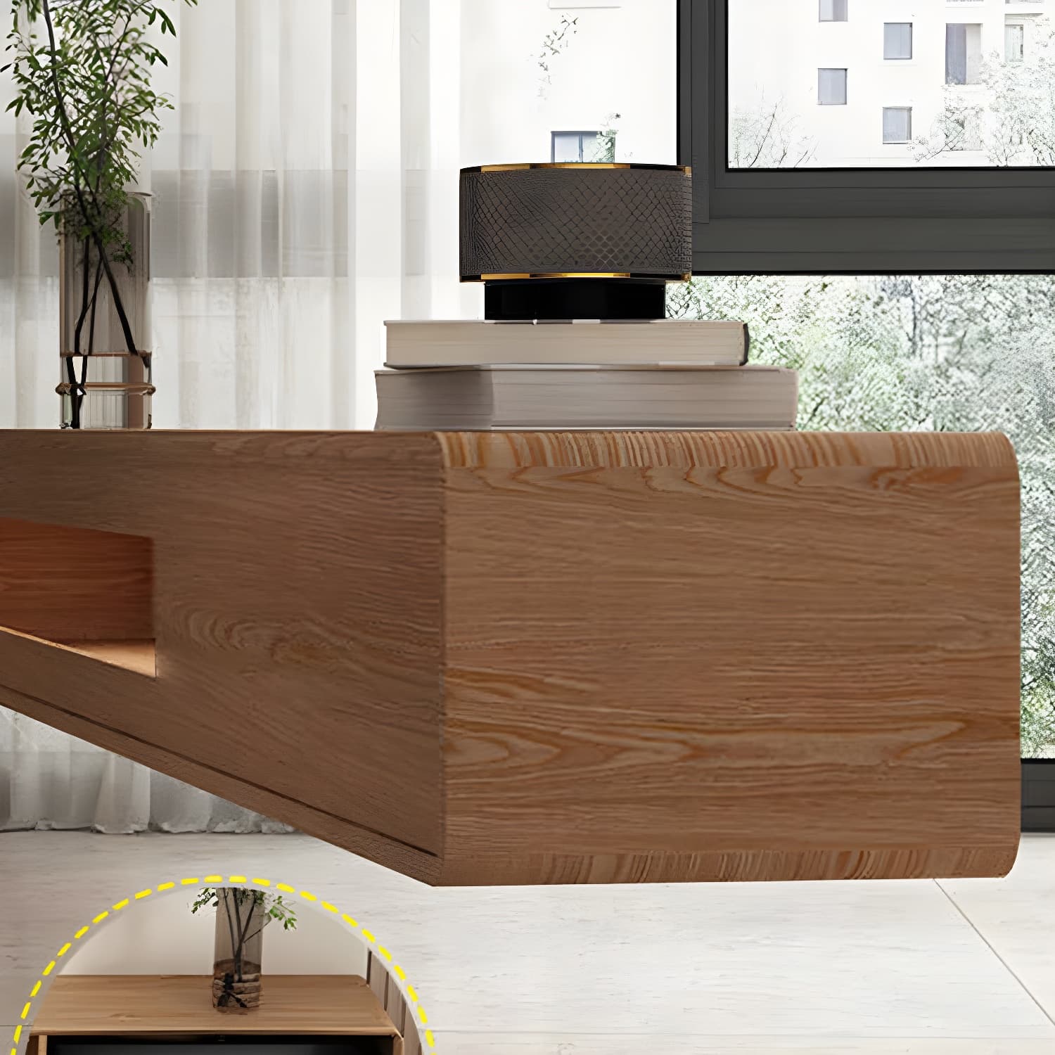 Contemporary Wood Media Console TV Stand in Natural with Drawers - image 8