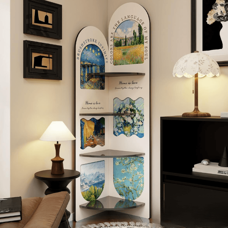 Modern Simple Style Nook Decorative Cabinet with 4 Exterior Shelves, Laminate Countertop in Midnight Black - image 7