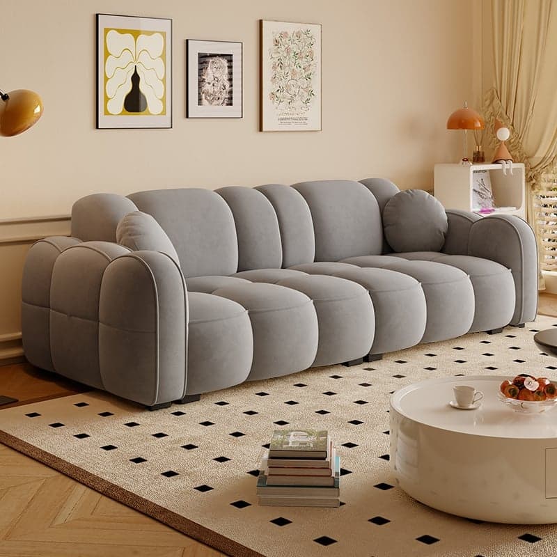 Modern Solid Color Tear Resistant Standard Sofa in Dark Grey/Light Brown/Ivory, 4-seater/3-seater with 2 Pillows - image 7