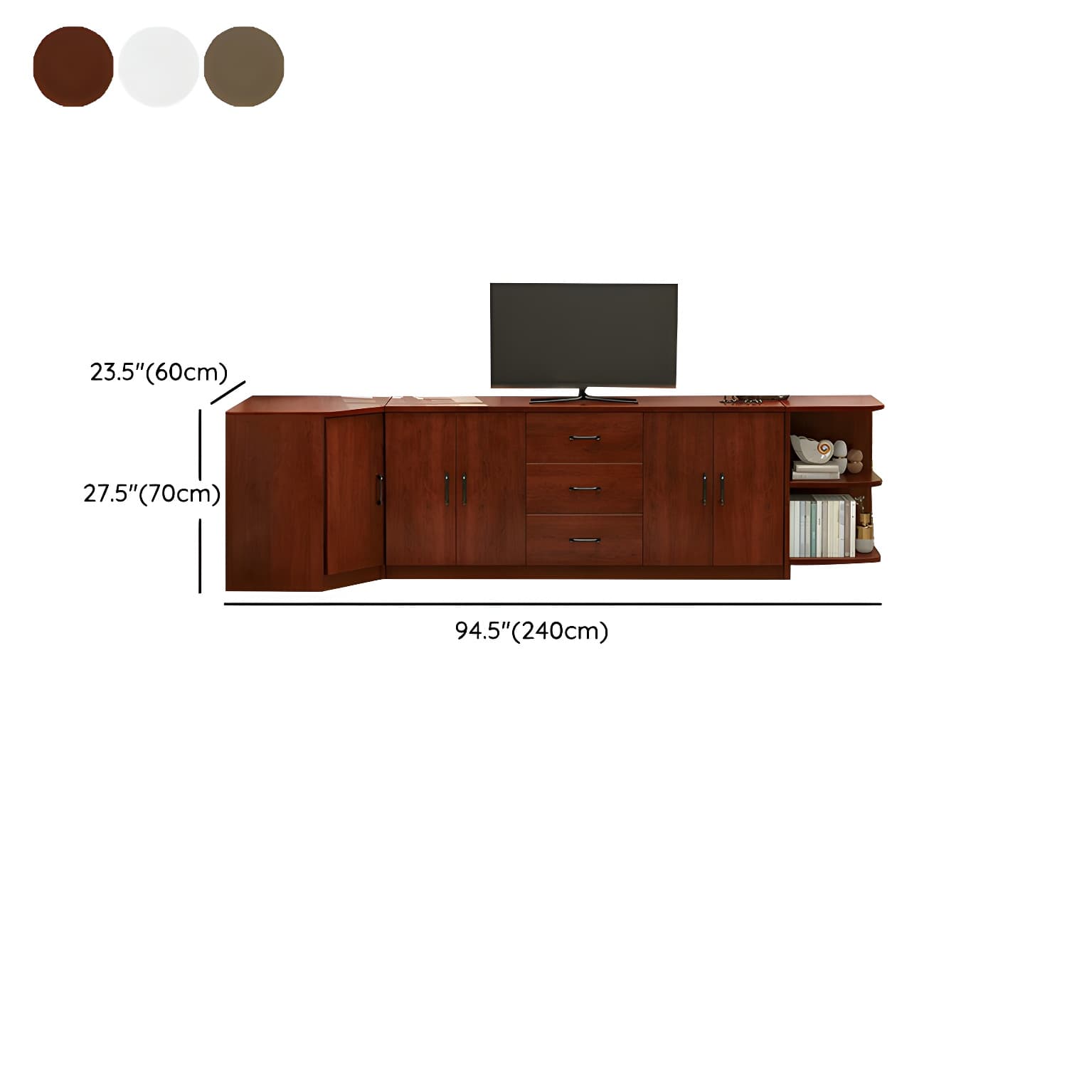Modern Solid Wood Corner TV Stand Console with Storage Drawers & Shelves - image 13