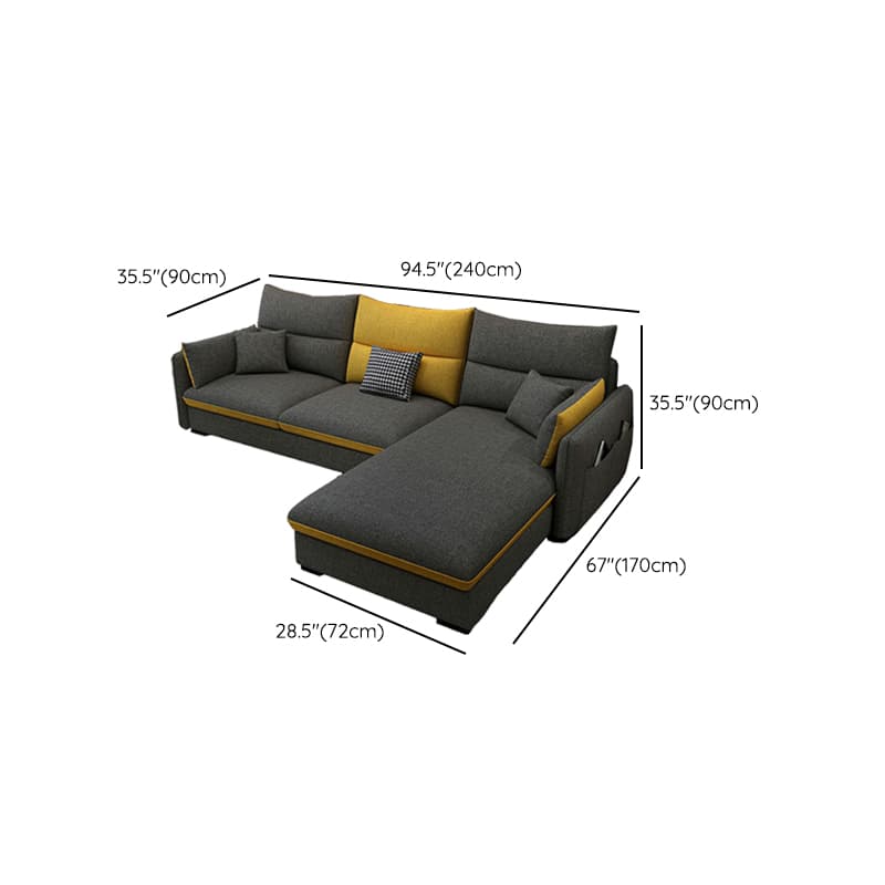 Modern Gray Stationary Sectional Sofa with Wood Frame and Cushion Back - image 17