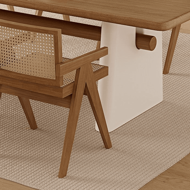 Modern Simple Style Rectangular Dining Table with Timber Top, Standard Height, Fixed Table, Seats 4/6/8, Auburn Color - image 10