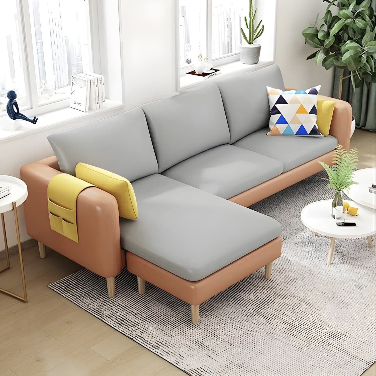 79.5" W L-Shaped Sectional Sofa with Square Arm and Bolster Pillows - image 15
