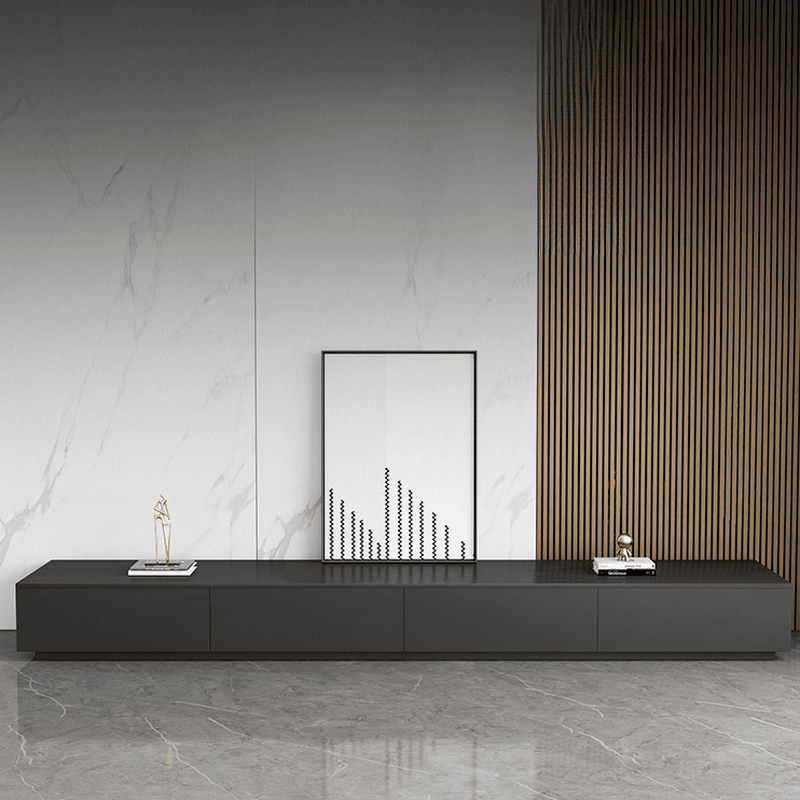 Trendy TV Stand with Storage, 2 Drawers & 2 Cabinets, White/Black - image 3
