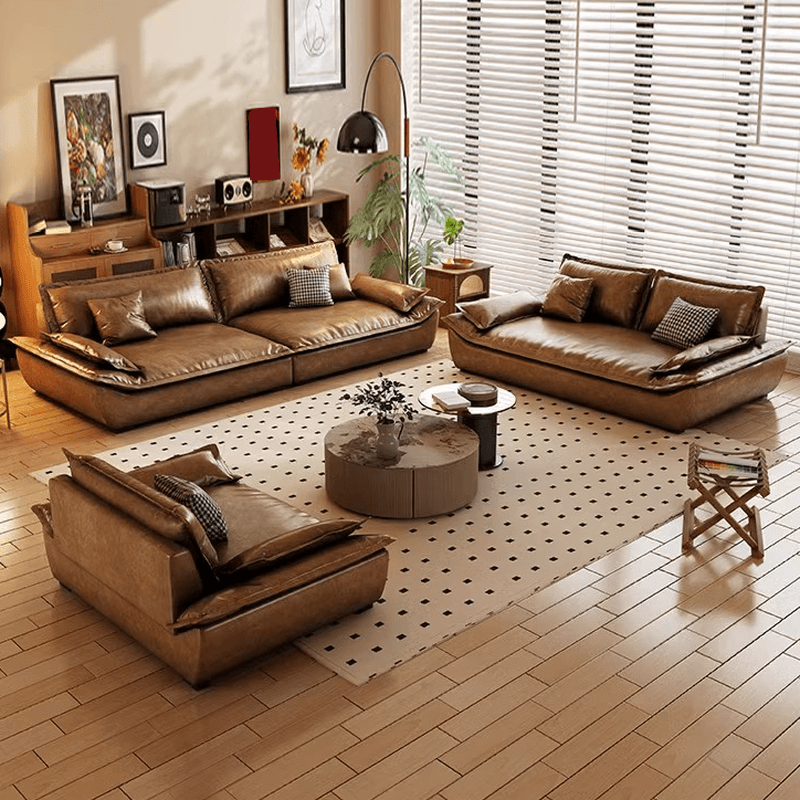 Simplistic Solid Color Tear Resistant Light Brown Standard Sofa for 4/for 3/for 2