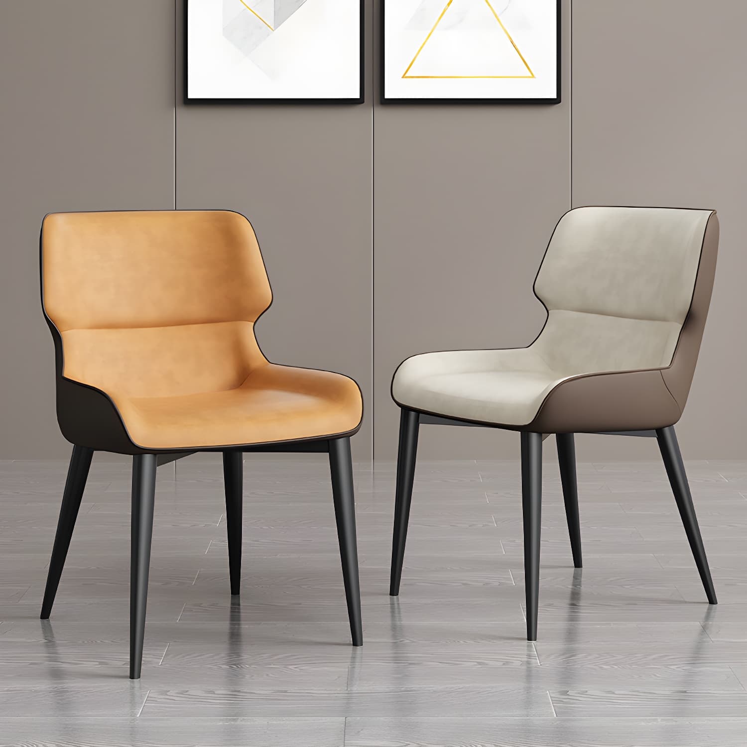 Contemporary Home Wingback Side Chair Matte Finish Leather Dining Chair - image 8