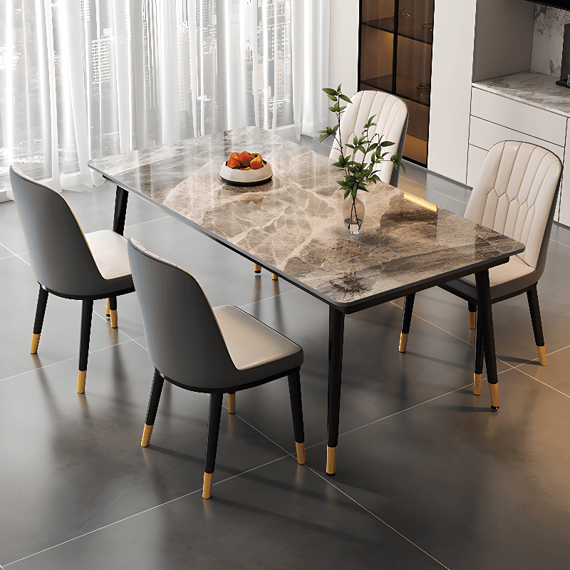 Art Deco Rectangle Scratch-repellent Fixed Table/Dining Table with Ink legs and Sintered Stone top Seats 4/Seats 8/for 6 - image 16