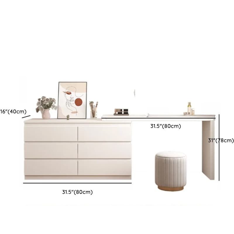 Large Vanity Set with Chalk Seating, 6 Drawers, Lumber Frame, Scalable 2-in-1 Design, and Chair - image 13