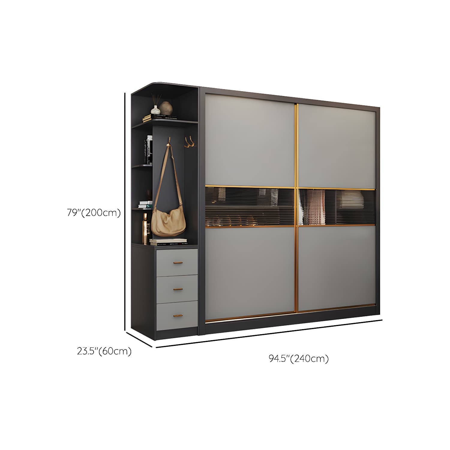 Modern Wood Freestanding Wardrobe Soft Close Drawer and Doors Wardrobe - image 20