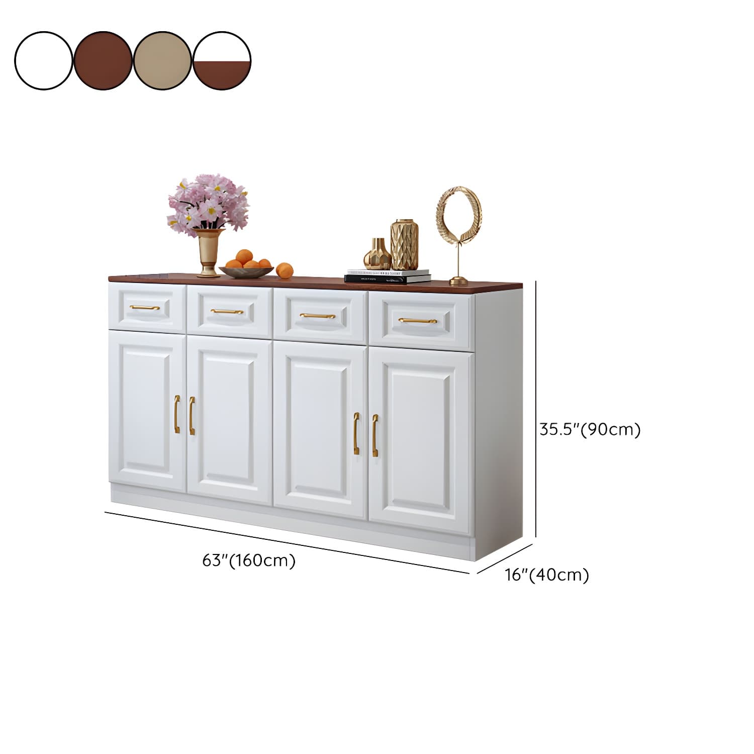 Modern Wood Buffet Sideboard with Cabinets, Drawers, and Shelves - No Distressing - image 22