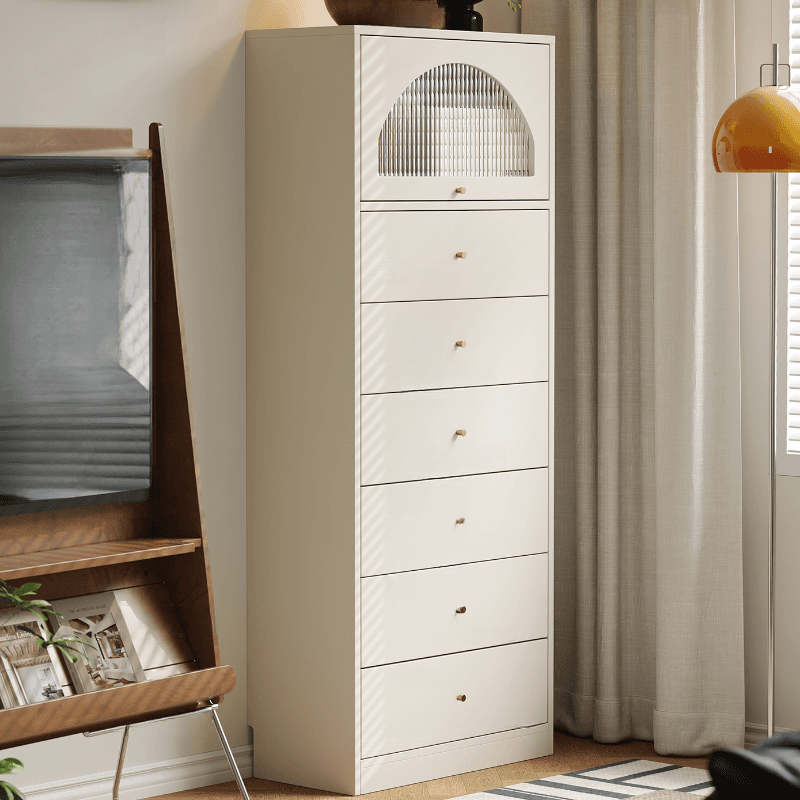 Chalk Casual Composite Wood Combo Dresser for Parlor with 6/3/5 Drawers and Hutch in Vertical Orientation