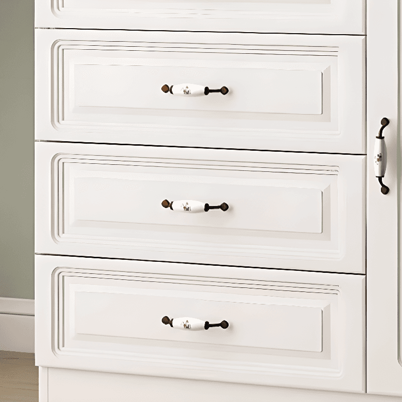 Sleeping Room Use Trendy White Wood Wardrobe Chest with Shelves - image 10