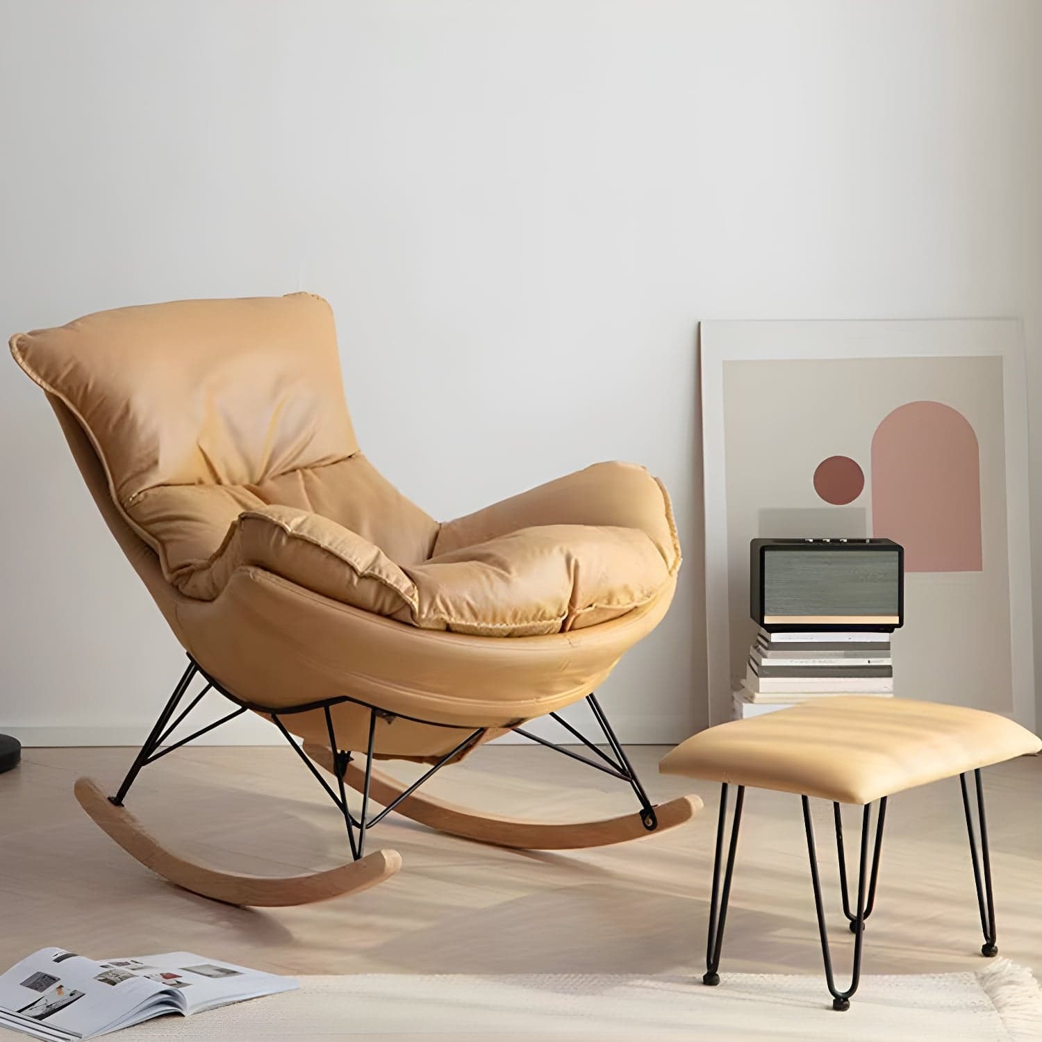 Modern Single Lazy Rocking Chair Indoor Sofa Rocking Chair with Cushion - image 6