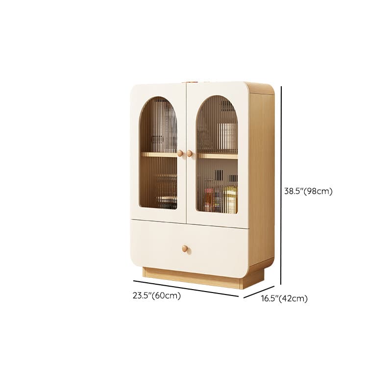 Modern White Lumber Narrow Sideboard with Single Drawer, 4 Shelves/Three Internal Shelves/Two Internal Shelves, Glass-panel Door - image 21