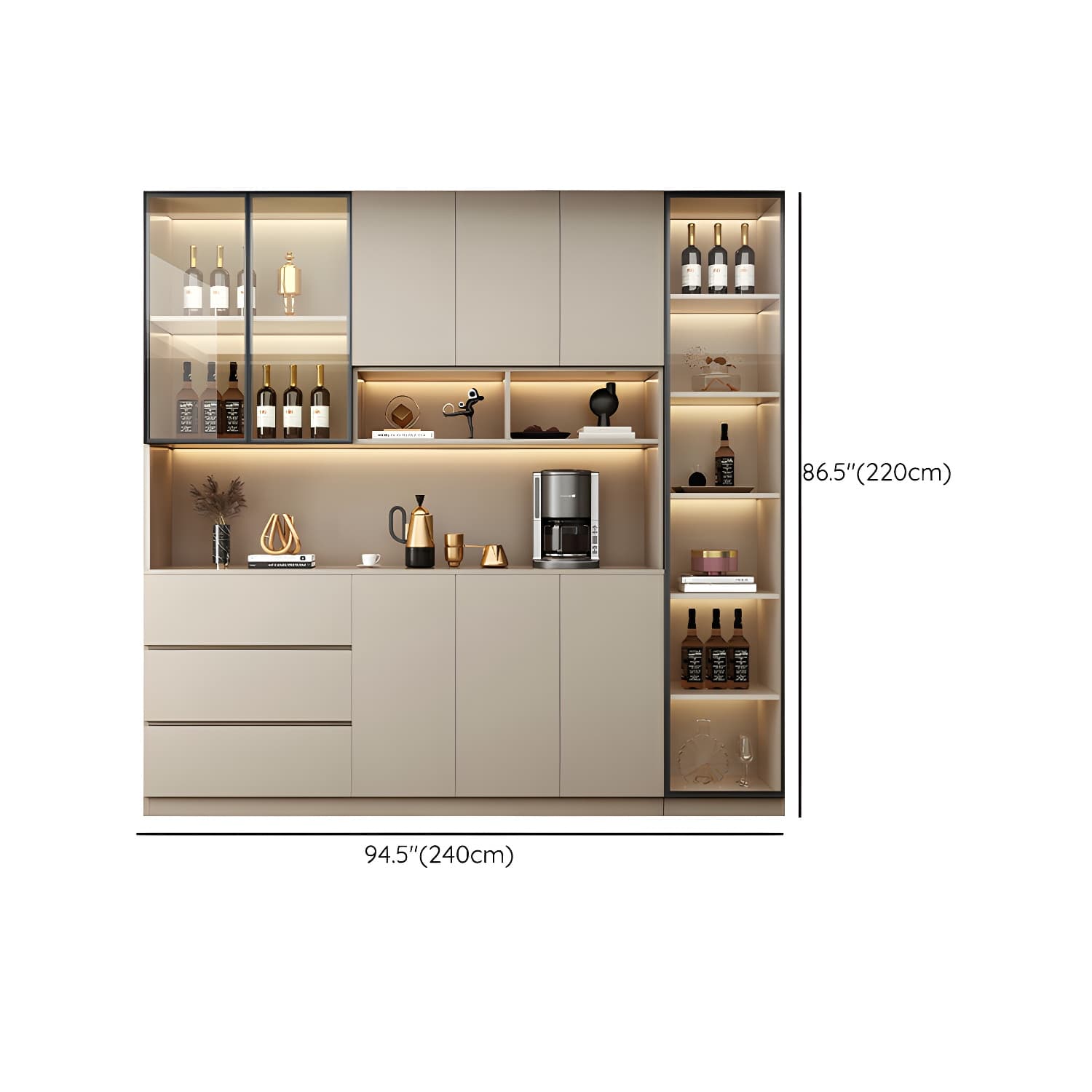 Contemporary Champagne Engineered Wood Shelves Included Sideboard with Doors - image 23