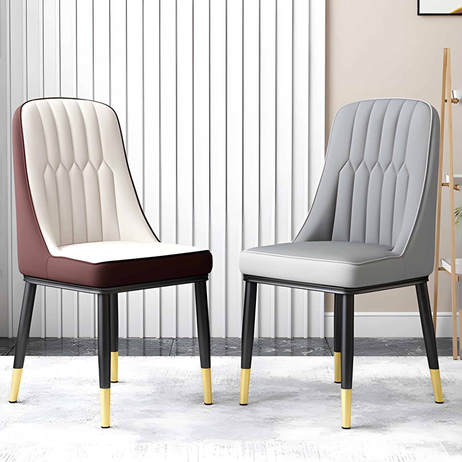 Glam Parsons Dining Side Chair Leather Indoor Dining Chair with Metal Legs - image 25