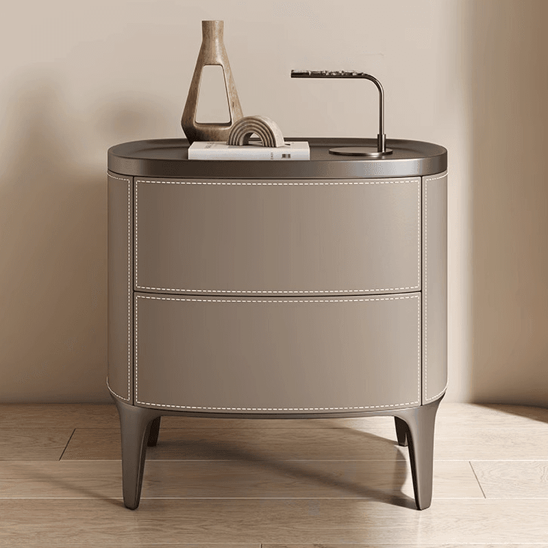 Contemporary 2 Tiers Drawer Storage Bedside Table with Real Wood Countertop - image 10