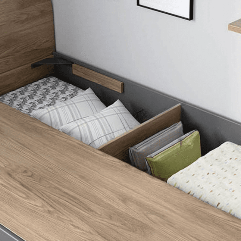Solid Color Storage Included Panel Bed with 3 Storage Boxes and Panel Headboard - image 4