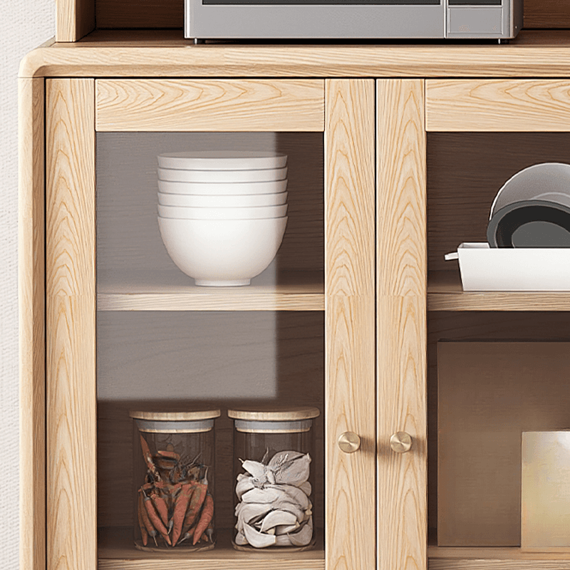 Unfinished Color Microwave Shelf Cabinet with Stemware Stand, Self-supporting in Culinary Space, Flooring Design, Kitchen Appliance Organizer, and Worktop Countertop - image 5