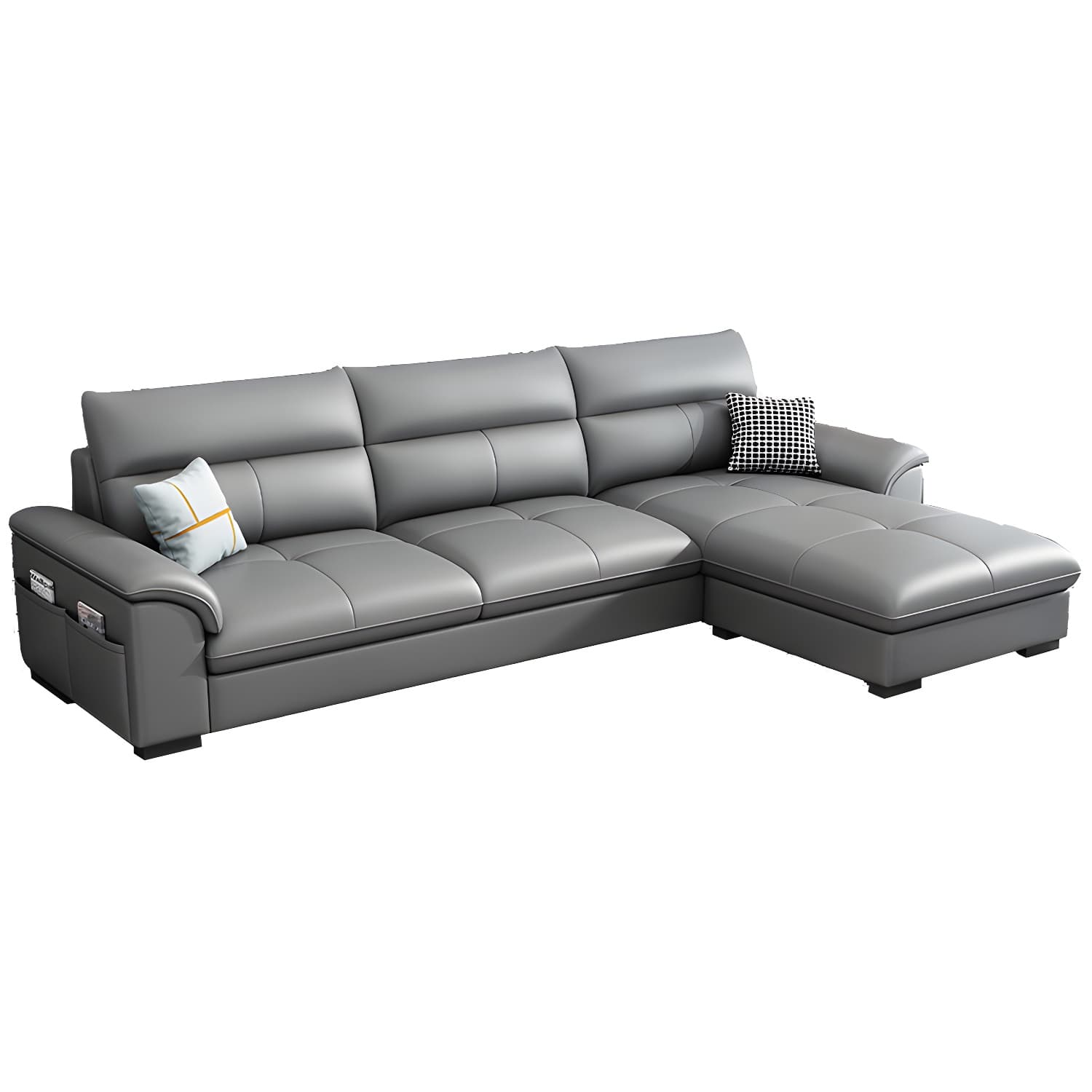 Modern Tech Cloth L-Shape Reversible Corner Sectional with Chaise in Black Pine Wood - image 6
