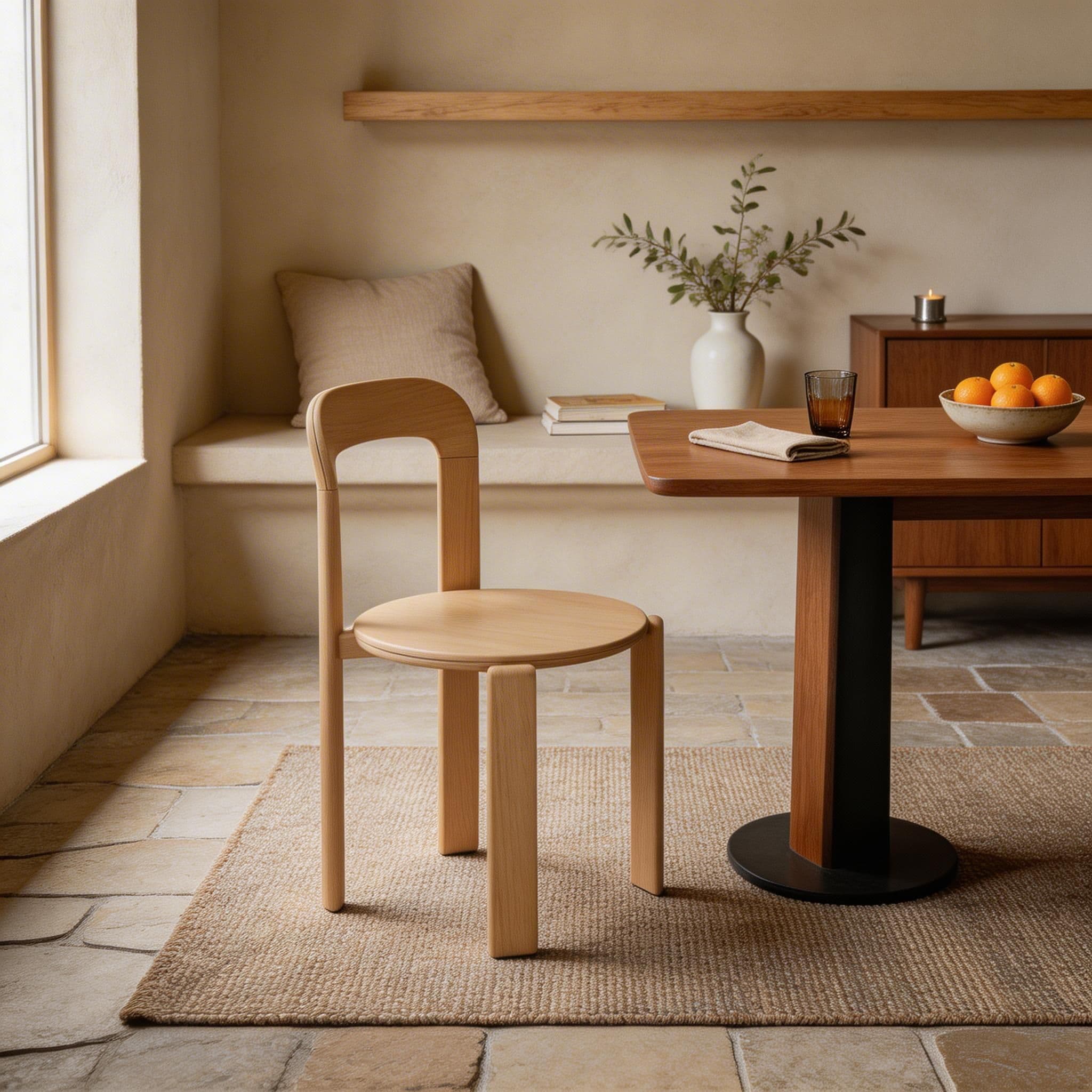 Scandinavian Natural Wood Armless Kitchen Chair 15.3inch Wide Non-Swivel 1 Piece - image 23