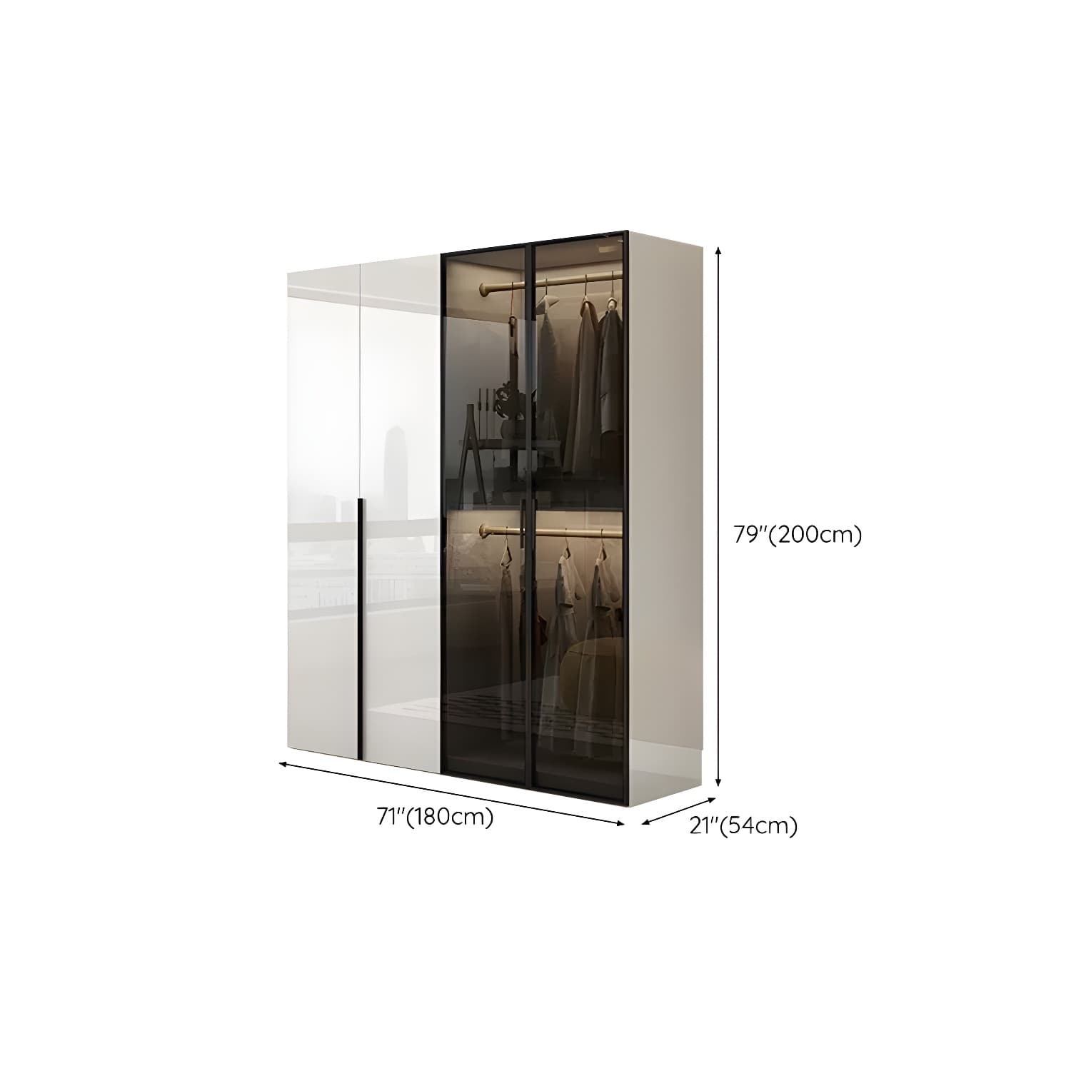 Sleek White Wood Wardrobe Armoire with Soft Close Drawers and Shelves - image 13