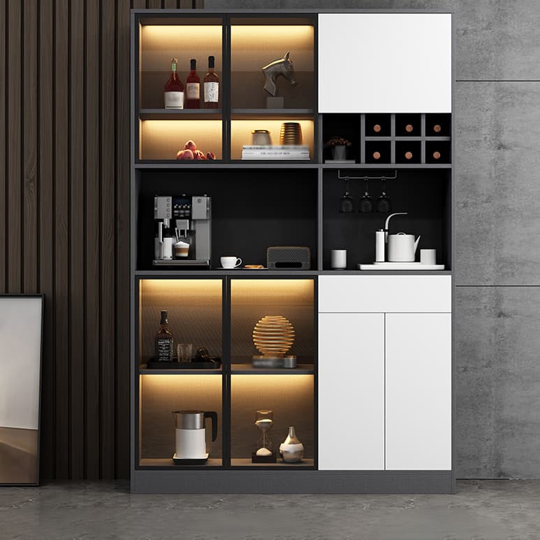 Wood Living Room Sideboard Cabinet Modern Credenza with Storage and Glass Door - image 13