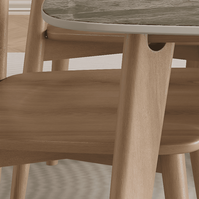 Scratch-proof Rectangle Stone Sand/Warm Wood Finish/Chalky Wood Fixed Top Dining Table for Seats 4/for 8/6 People in a Nordic Style - image 9