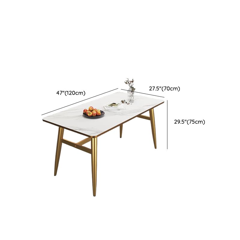 Luxurious White Rectangular/Circular/Square Reclaimed Wood Standard Height Fixed Dining Table with Golden 4 Legs for 2 People/4 People - image 19