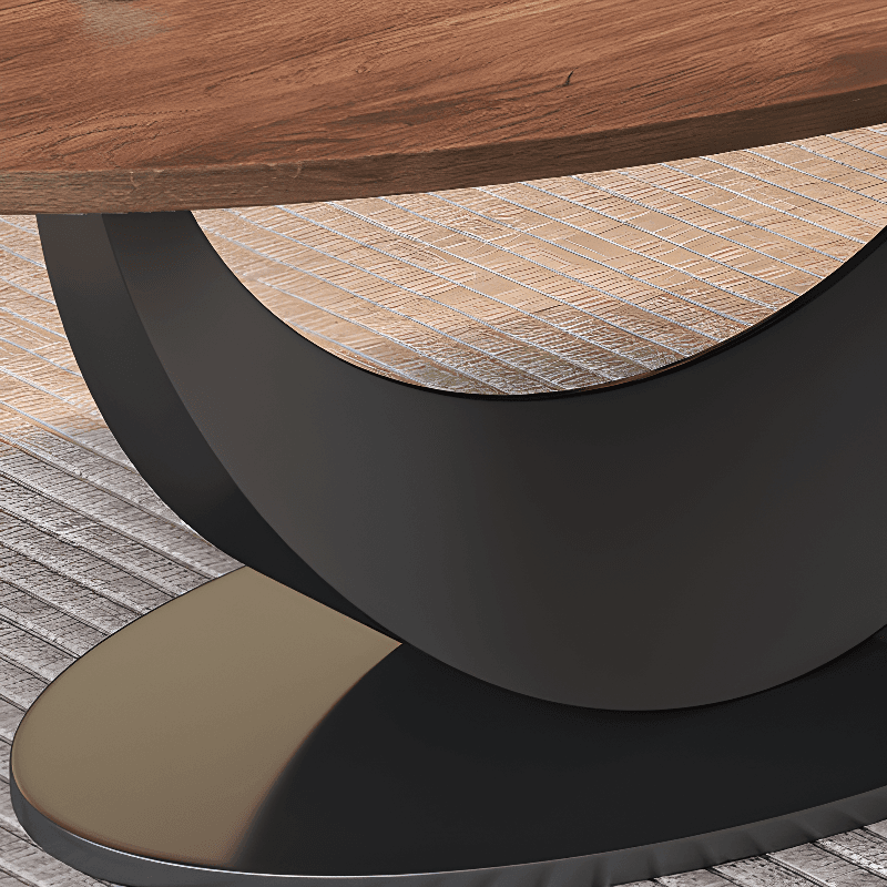 Trendy Cocoa Wooden Oval Single Accent Table with Metal Base - image 7