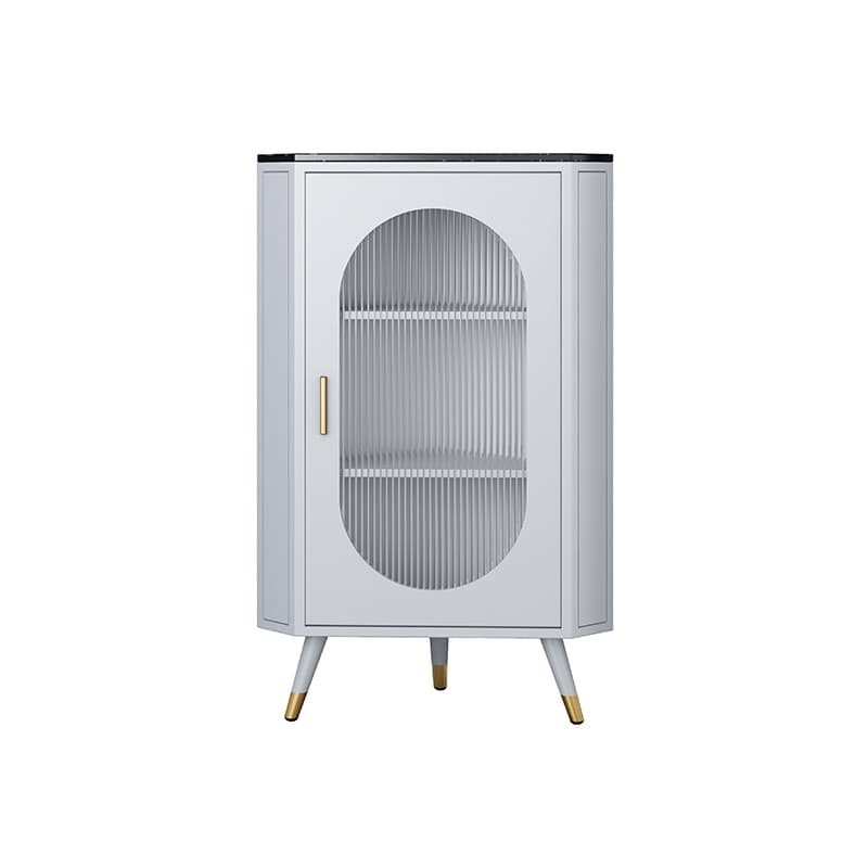 Modern Corner Accent Cabinet with Glass Doors and Iron Base (Easy Assembly) - image 10