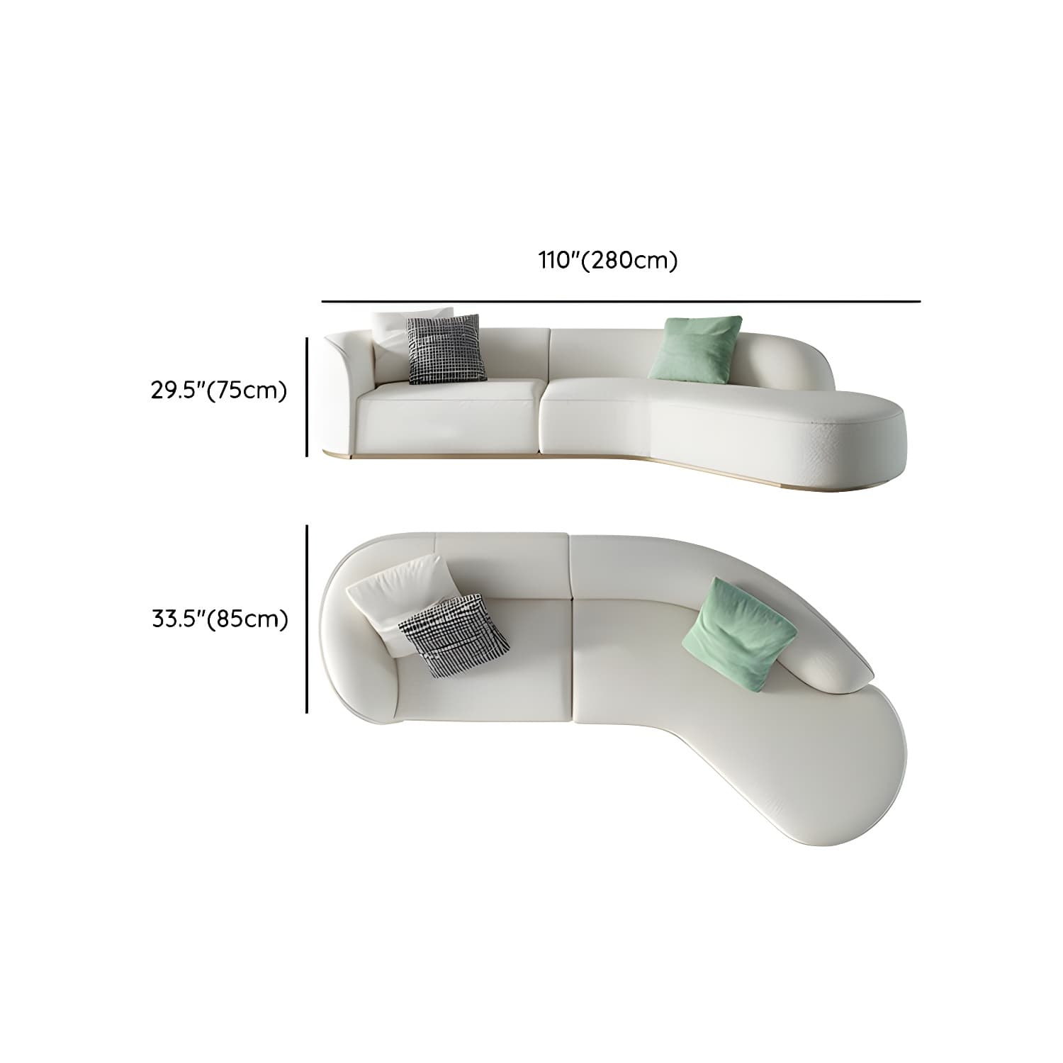 Scandinavian Wood Frame Curved Sectional Sofa in Beige Sherpa Upholstery, 2 Piece Set - image 19