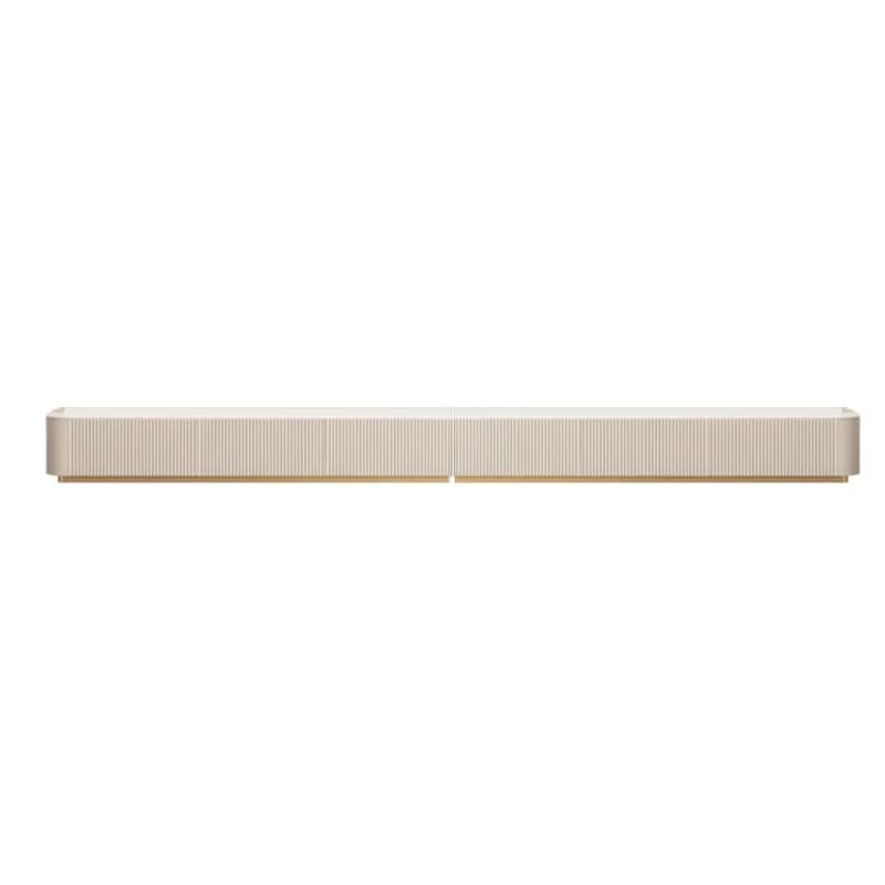 White Modern TV Stand with Low Height, Stone Material & Drawers for Full Assembly - image 5