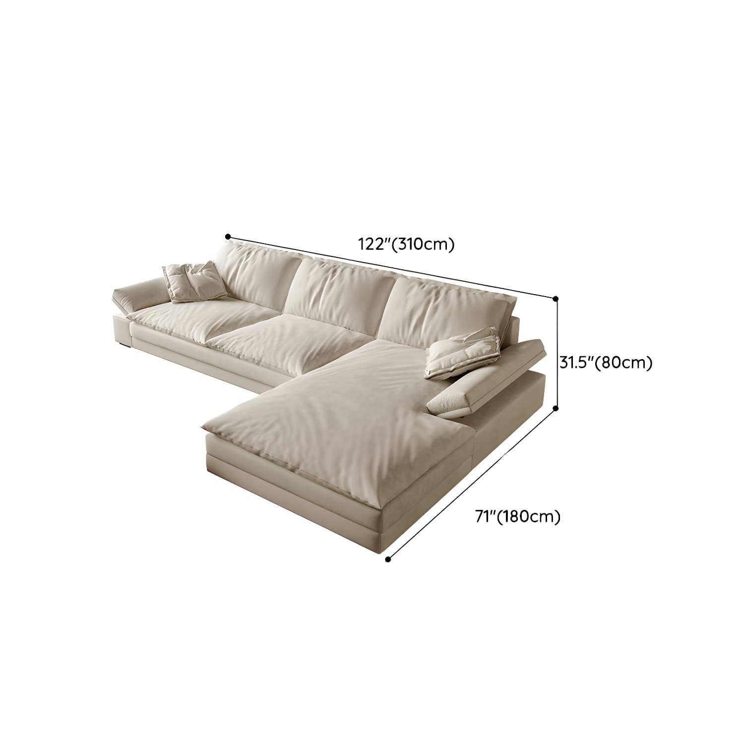 Beige Stationary Modern Sectional Sofa with Pillow Top Arm and Cushion Back - image 18