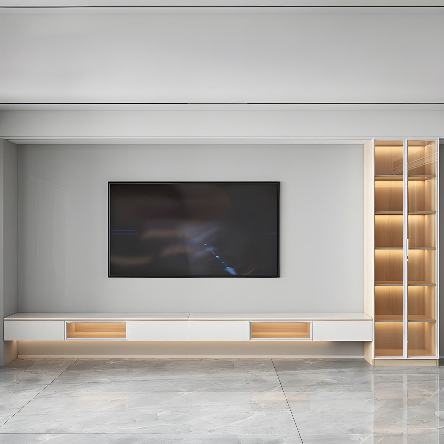 Contemporary with Drawers Stone with Cabinet Solid Wood with Shelves TV Console - image 6