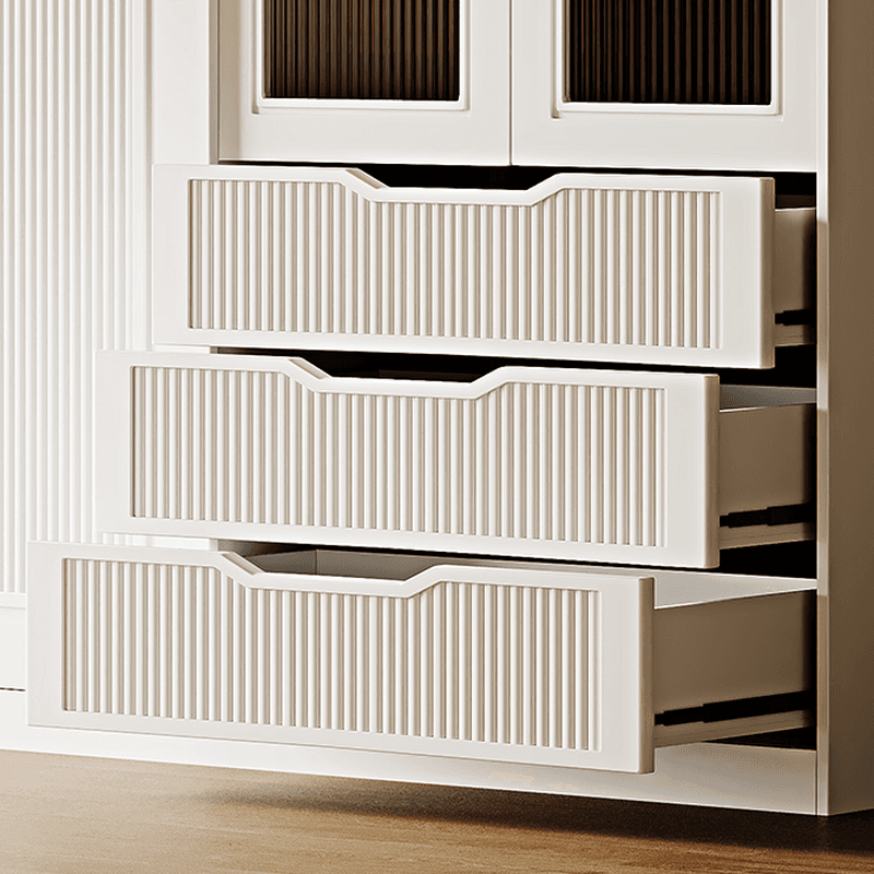 Chalk Composite Wood Cabinet Armoire with Soft Close Drawer, Specular Mirror, Soft Close Door, Interior Shelves, and Clothing Rod - image 6