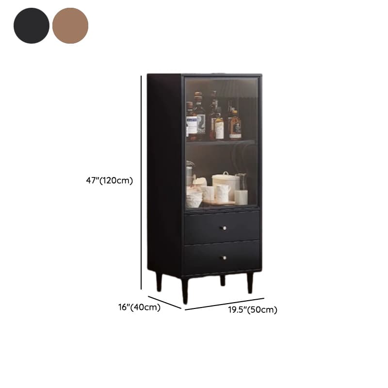 Rectangular Accent Cabinet with Closet, Glazed Door, Adjustable Shelf, Cabinet Knobs in Midnight Black/Sepia, Soft Close Drawer - image 8
