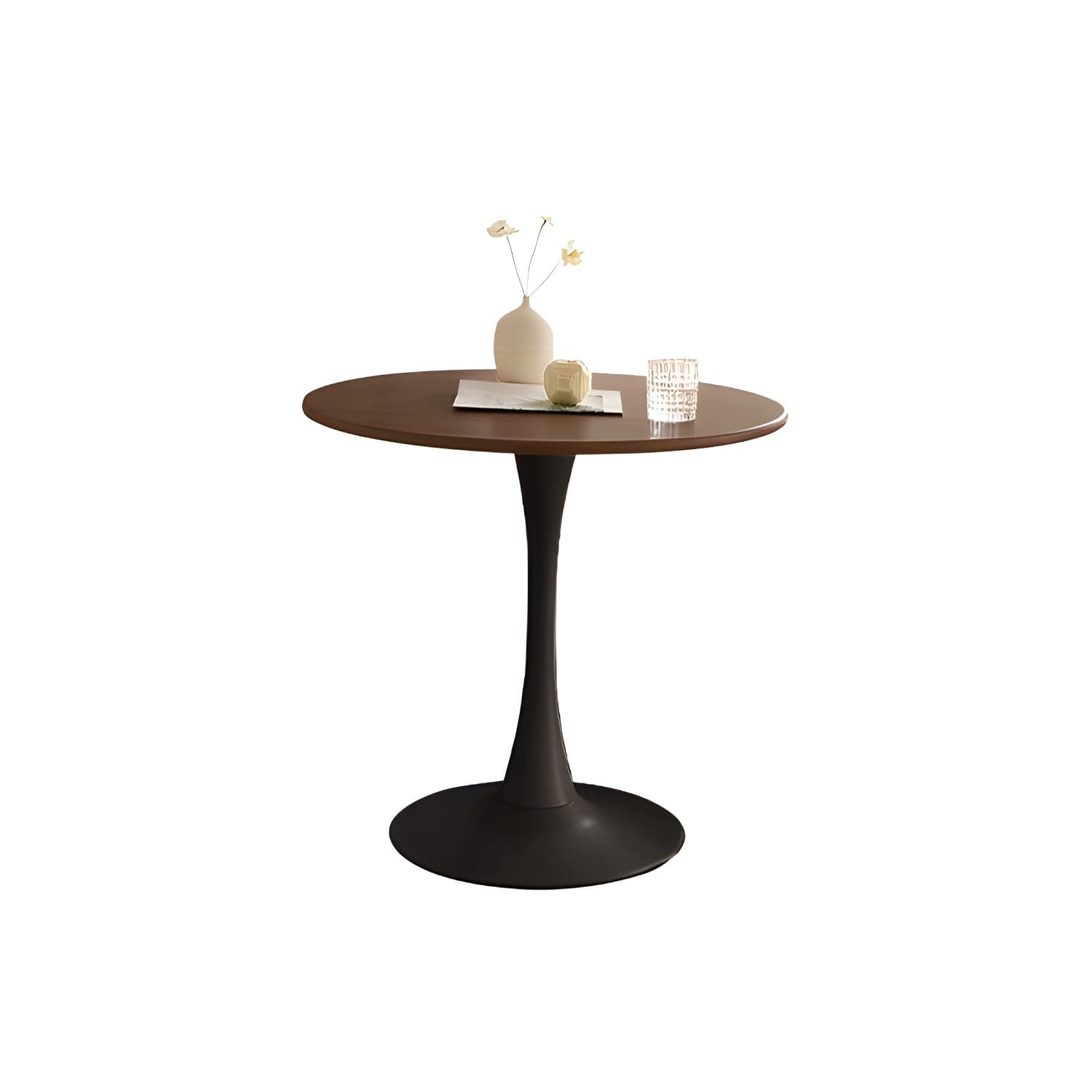 White Round Wood Dining Table with Steel Tulip Base, Modern Design - image 3