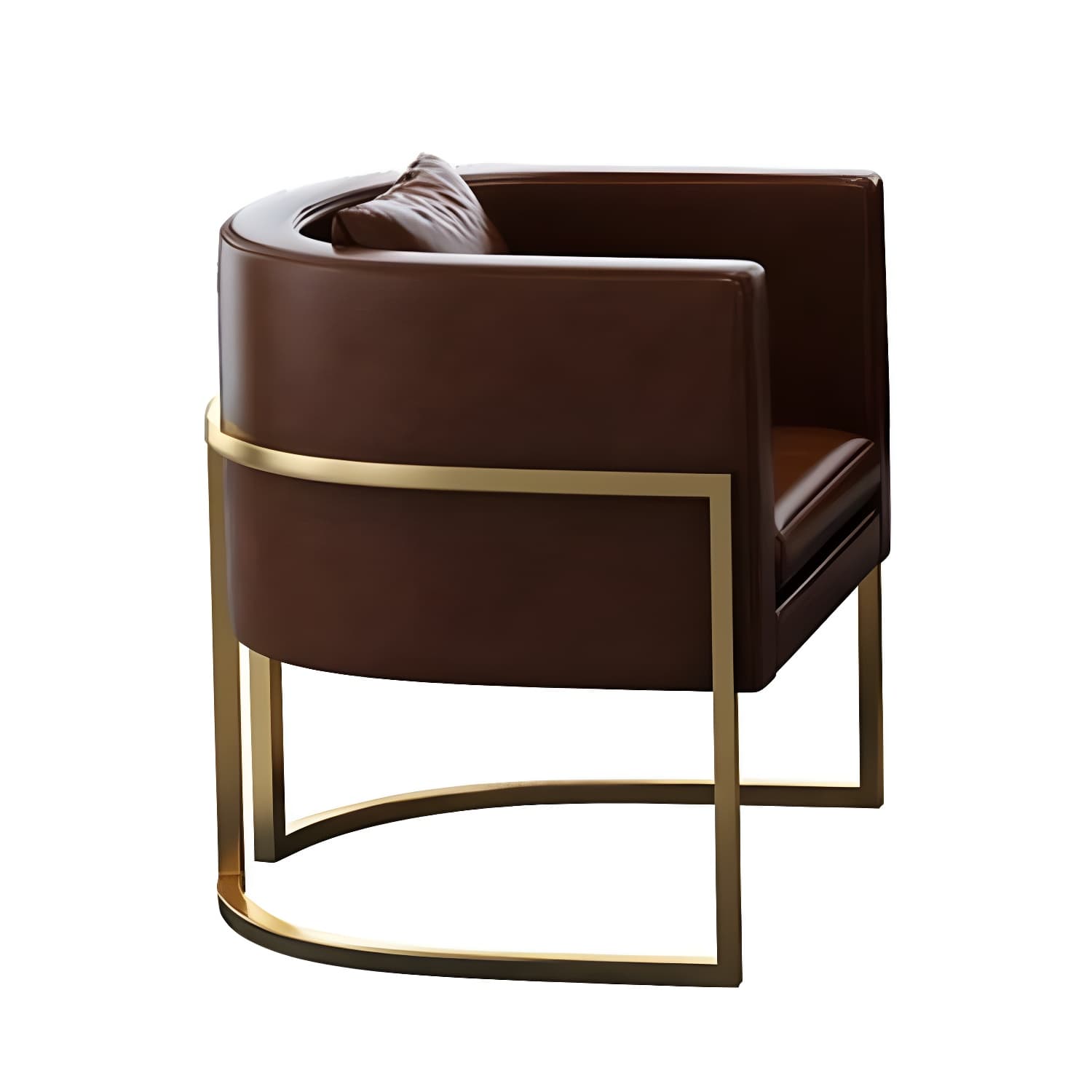 Parsons Arm Chair Leather Indoor Dining Chair with Gold Frame