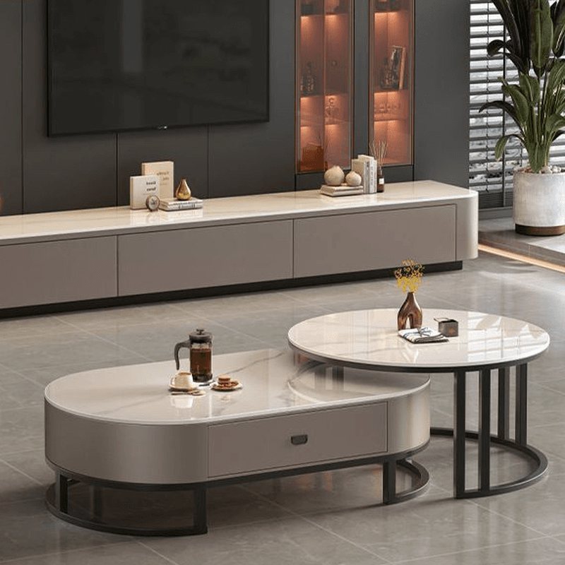Modern Nesting Accent Table Set with Structure Base and Oblong Top - image 5
