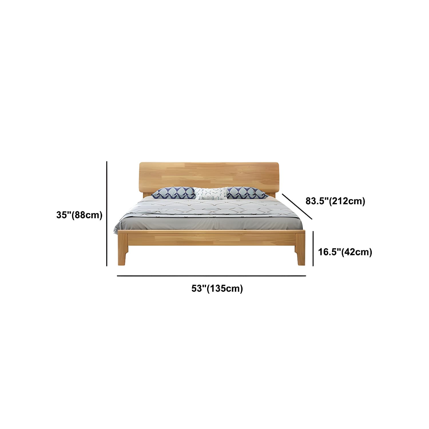 34.64" High Traditional Panel Bed with Storage Brown Rubberwood Bed - image 14