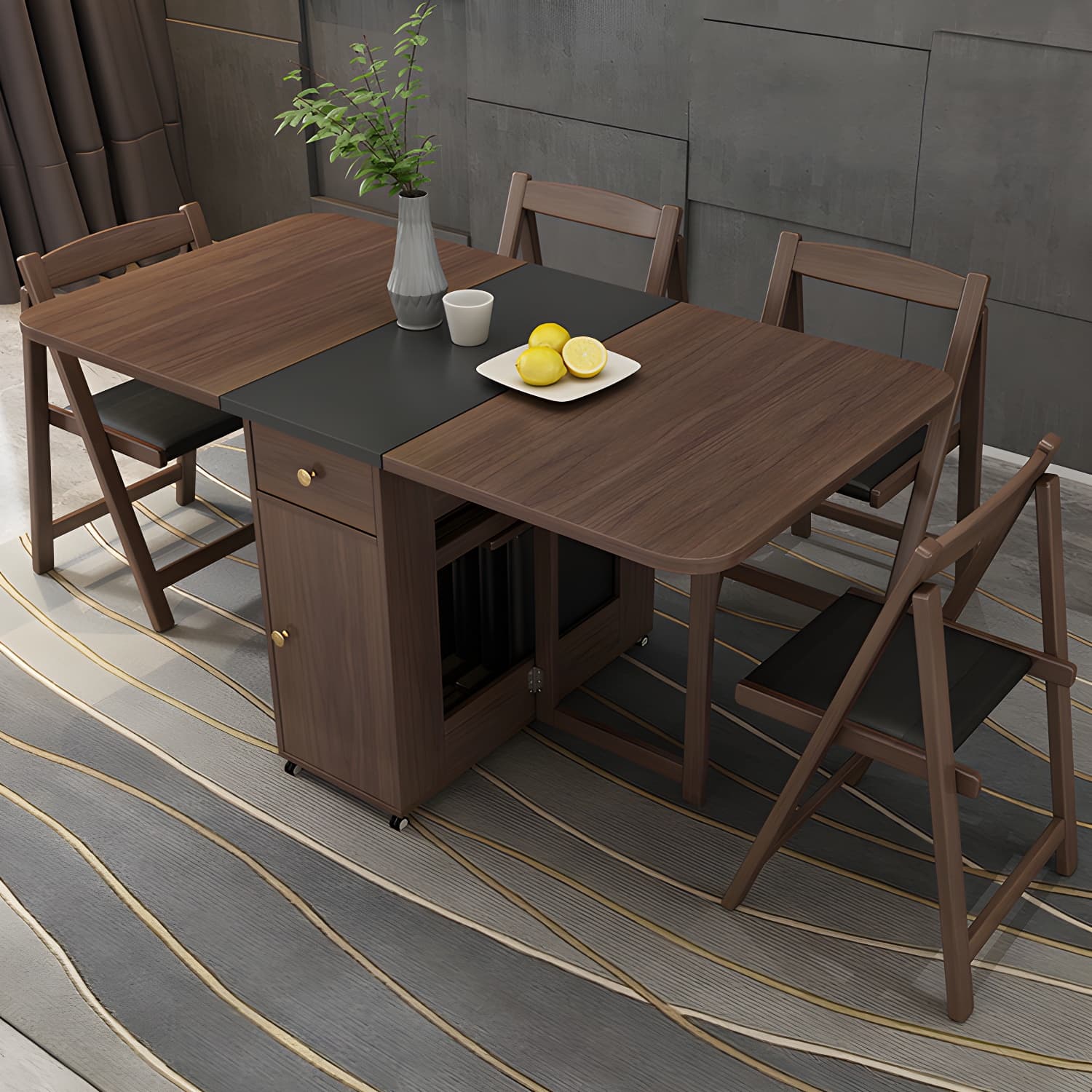 3/5/7 Pieces Modern Folding Solid Wood Multi Purpose Dining Set for Home - image 10