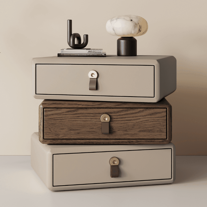 Organic Modern Nightstand With Drawer Organization Featuring 3 Drawers and Pleather Countertop - image 16
